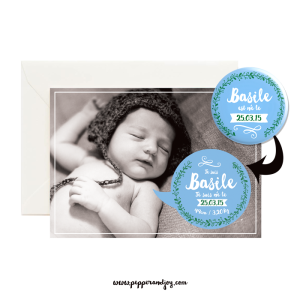 Faire-part de naissance et magnet personnalisés avec photo et nom de bébé