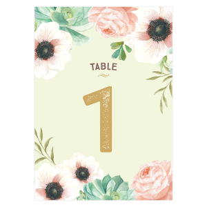 Numéros de table personnalisé avec fleurs à l'aquarelle.