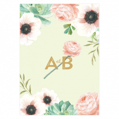 Carton d'invitation au diner de mariage ou brunch du lendemain. Logo de mariage composée des vos initiales et d'une fleur.