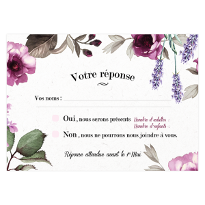 Carton réponse de mariage, fleurs de Provence