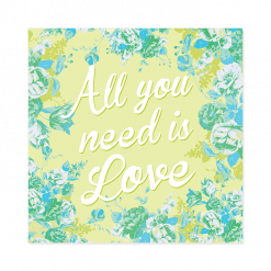 Faire-part de mariage floral All you need is Love, livret vert anis et bleu turquoise
