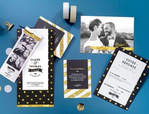 texte faire-part mariage, invitation mariage photomaton avec carton supplémentaire pour le brunch et coupon réponse.