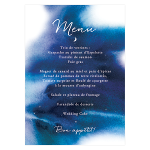 Menu de mariage thème univers, étoiles, nuit , lune et constellation. Votre menu de mariage personnalisé et imprimé.