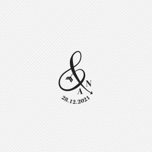 tampon logo mariage & avec initiales et date mariage, flèche de cupidon
