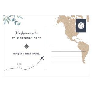 Carte mariage voyage save the date, carte postale