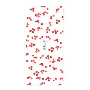 Menu mariage Japon imprimé. Fleurs de cerisier, Initiales des mariés et date du mariage.