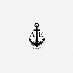 Tampon mariage Mer, ancre de bateau logo de mariage