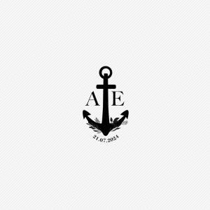 Tampon mariage Mer, ancre de bateau logo de mariage