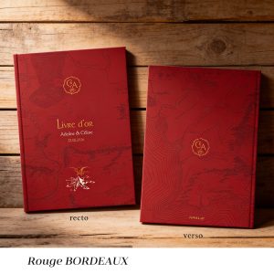 Livre d’or mariage bordeaux personnalisé style Seigneur des Anneaux romantique
