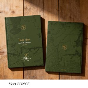 Livre d’or mariage vert forêt inspiré univers fantasy et nature style Tolkien