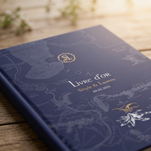 Livre d’or mariage Seigneur des Anneaux bleu nuit
