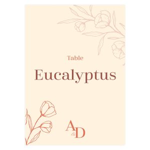 Nom table mariage eucalyptus, ivoire et terracotta