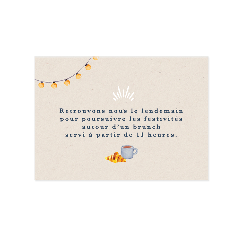 carton invitation brunch mariage aquarelle, guirlandes guinguette